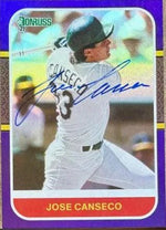 Jose Canseco Signed 2021 Donruss Holo Purple Baseball Card - Oakland A's