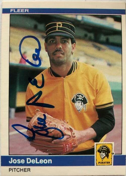 Jose Deleon Signed 1984 Fleer Baseball Card - Pittsburgh Pirates - PastPros