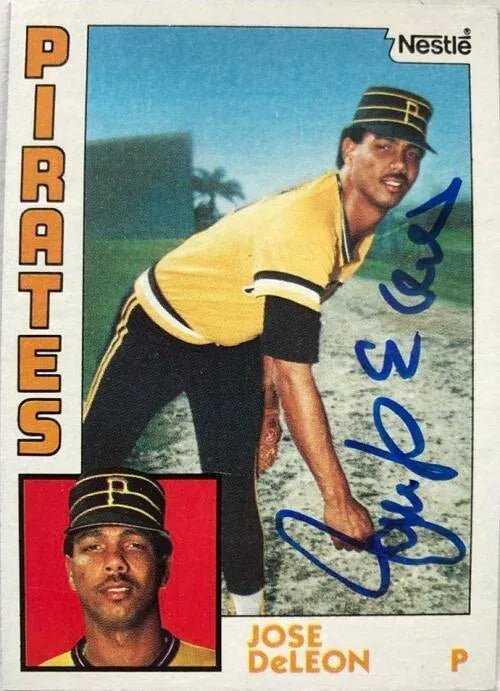 Jose Deleon Signed 1984 Nestle Baseball Card - Pittsburgh Pirates