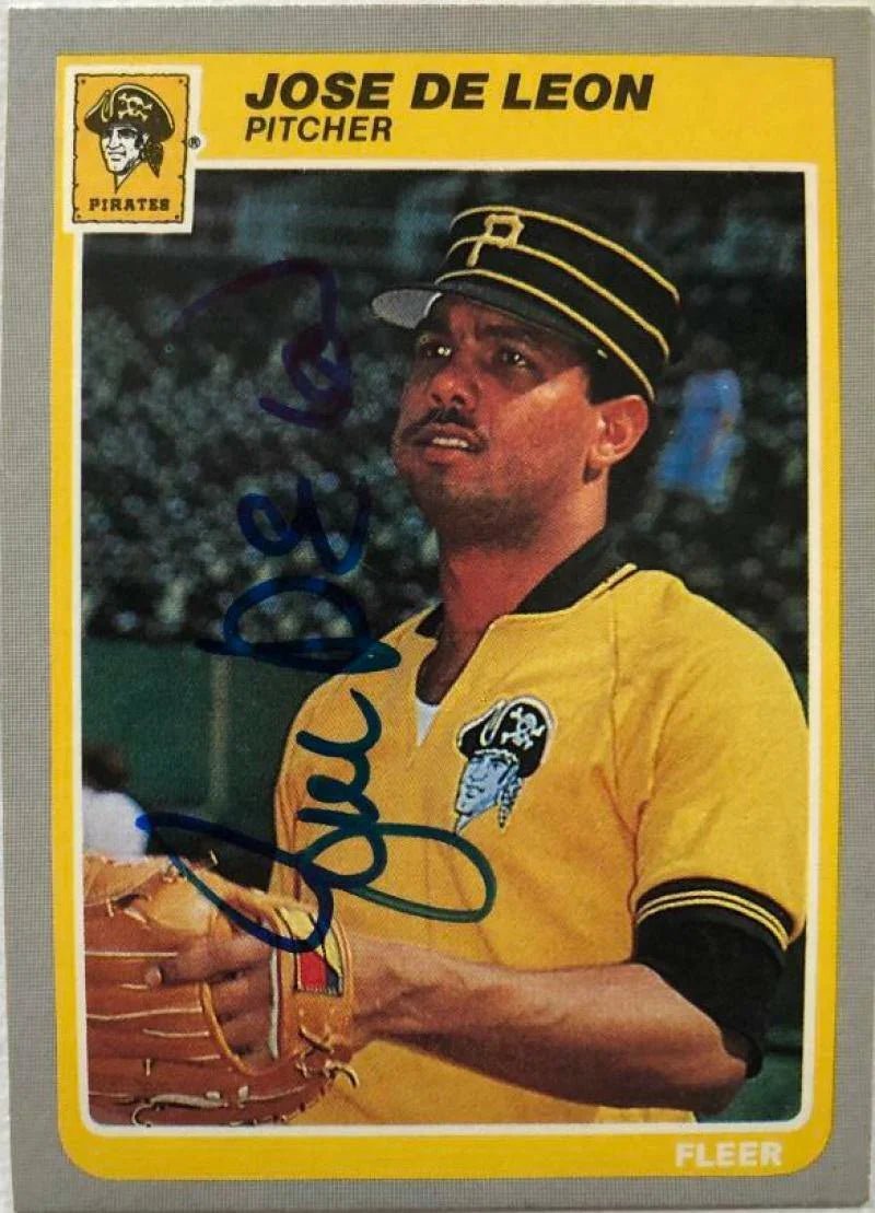 Jose Deleon Signed 1985 Fleer Baseball Card - Pittsburgh Pirates