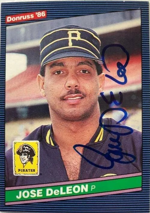 Jose Deleon Signed 1986 Donruss Baseball Card - Pittsburgh Pirates