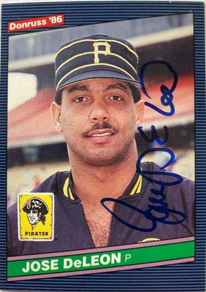 Jose Deleon Signed 1986 Donruss Baseball Card - Pittsburgh Pirates - PastPros
