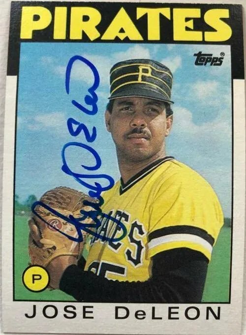 Jose Deleon Signed 1986 Topps Baseball Card - Pittsburgh Pirates