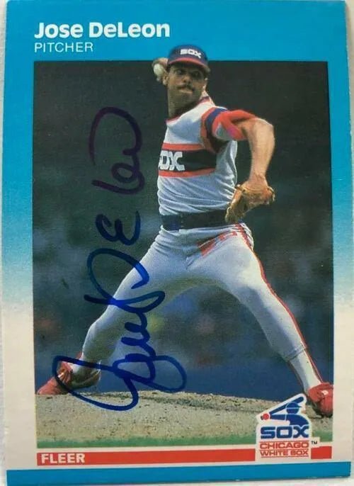Jose Deleon Signed 1987 Fleer Baseball Card - Chicago White Sox