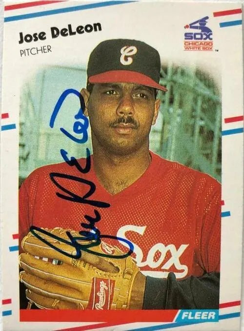 Jose Deleon Signed 1988 Fleer Baseball Card - Chicago White Sox