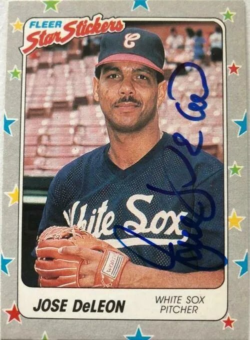 Jose Deleon Signed 1988 Fleer Star Stickers Baseball Card - Chicago White Sox