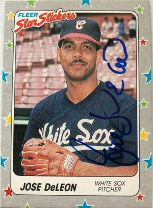 Jose Deleon Signed 1988 Fleer Star Stickers Baseball Card - Chicago White Sox - PastPros