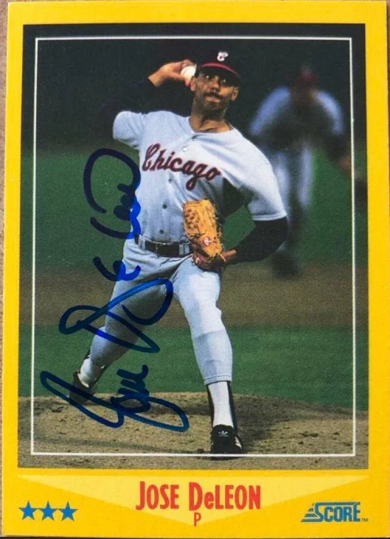 Jose Deleon Signed 1988 Score Baseball Card - Chicago White Sox