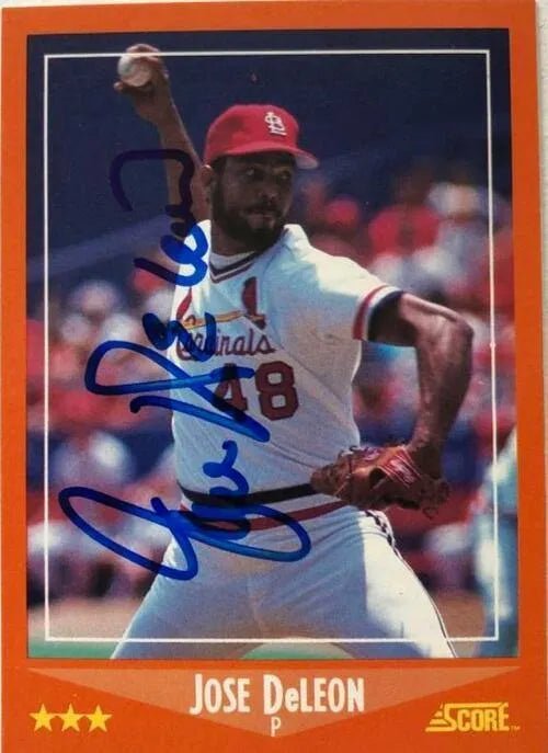 Jose Deleon Signed 1988 Score Baseball Card - St Louis Cardinals