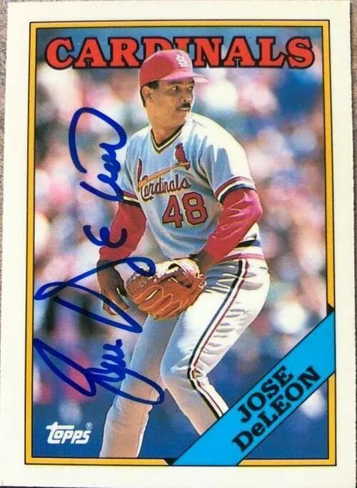 Jose Deleon Signed 1988 Topps Tiffany Baseball Card - St Louis Cardinals
