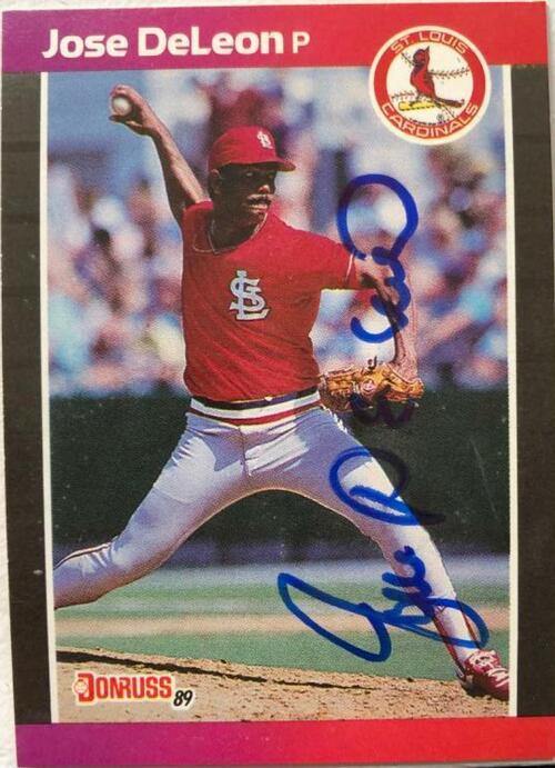 Jose Deleon Signed 1989 Donruss Baseball Card - St Louis Cardinals - PastPros