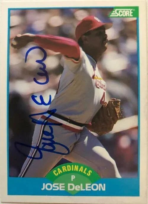 Jose Deleon Signed 1989 Score Baseball Card - St Louis Cardinals