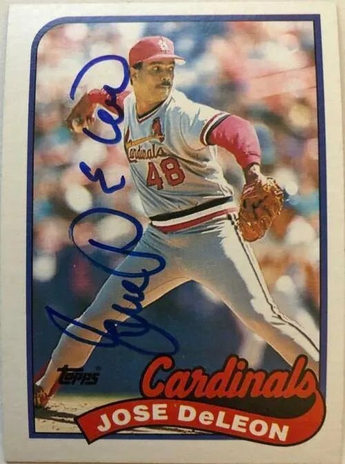 Jose Deleon Signed 1989 Topps Baseball Card - St Louis Cardinals