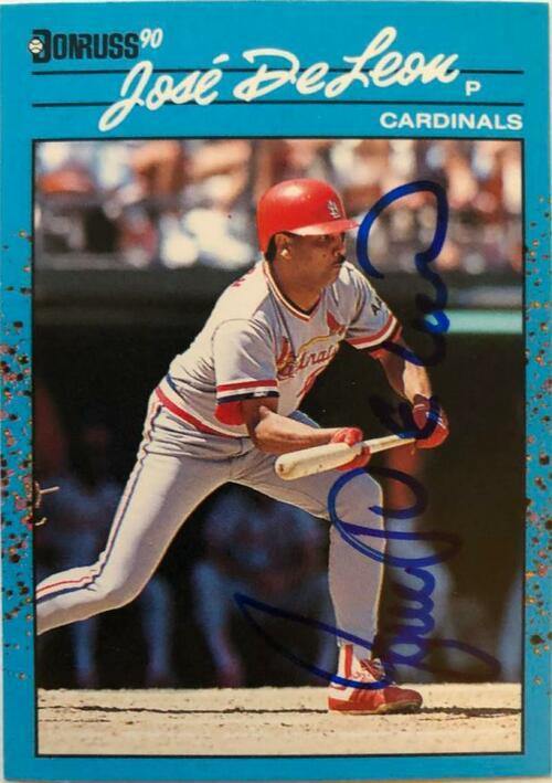 Jose Deleon Signed 1990 Donruss Baseball's Best Baseball Card - St Louis Cardinals - PastPros