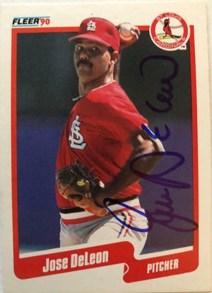 Jose Deleon Signed 1990 Fleer Baseball Card - St Louis Cardinals - PastPros