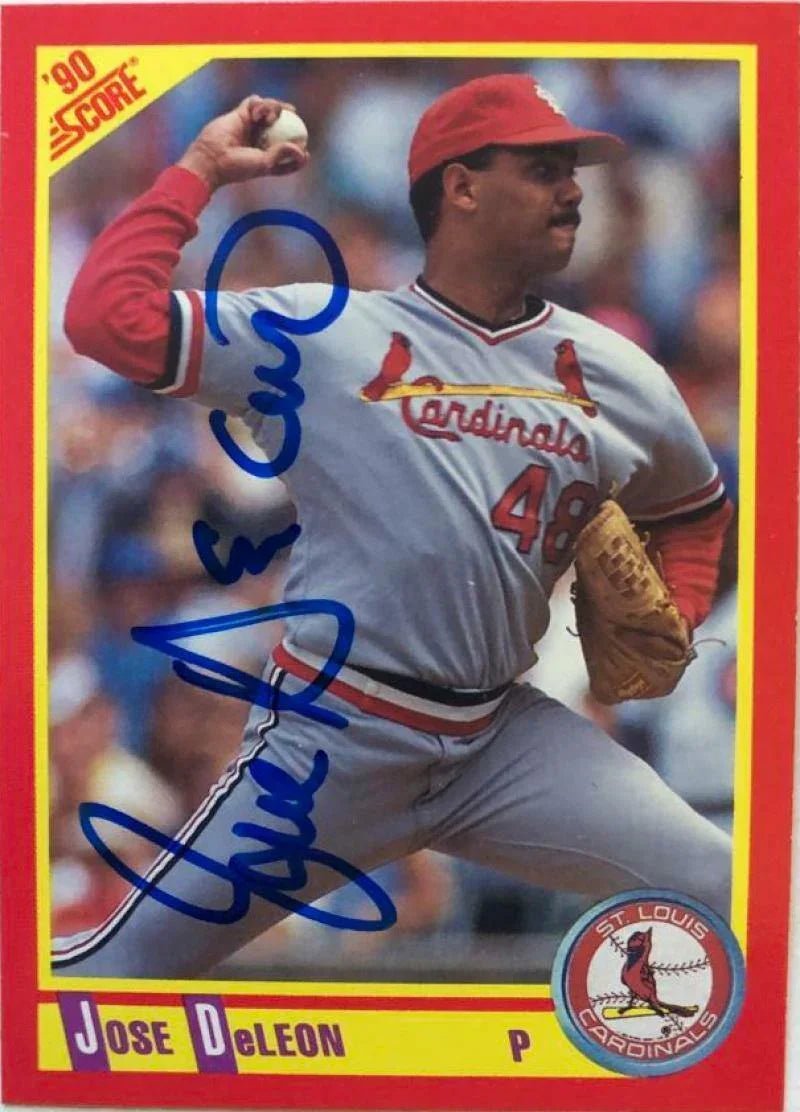 Jose Deleon Signed 1990 Score Baseball Card - St Louis Cardinals
