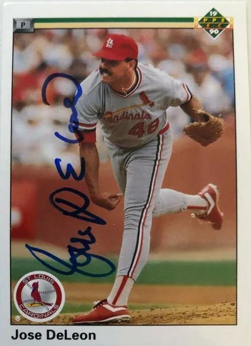 Jose Deleon Signed 1990 Upper Deck Baseball Card - St Louis Cardinals