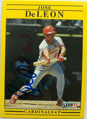 Jose Deleon Signed 1991 Fleer Baseball Card - St Louis Cardinals - PastPros