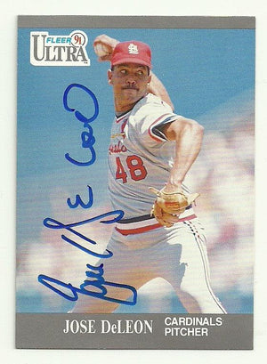 Jose Deleon Signed 1991 Fleer Ultra Baseball Card - St Louis Cardinals - PastPros