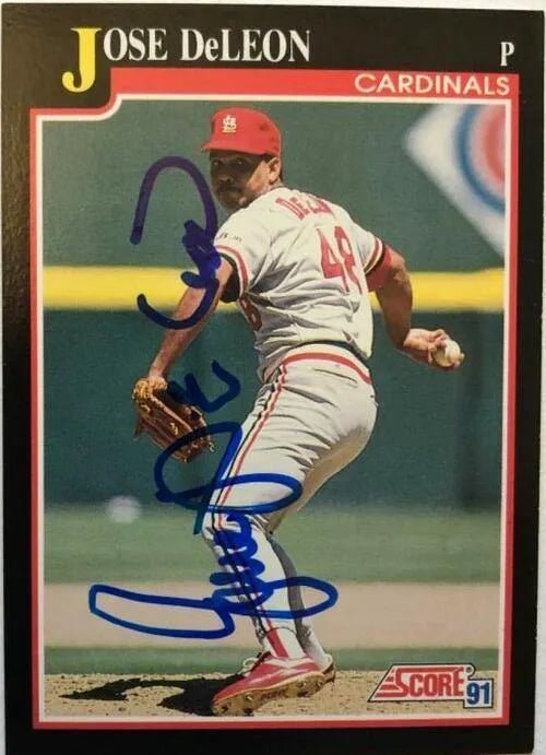 Jose Deleon Signed 1991 Score Baseball Card - St Louis Cardinals - PastPros