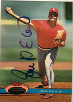 Jose Deleon Signed 1991 Topps Stadium Baseball Card - St Louis Cardinals - PastPros