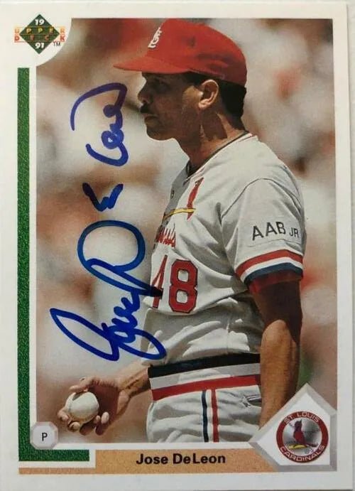 Jose Deleon Signed 1991 Upper Deck Baseball Card - St Louis Cardinals