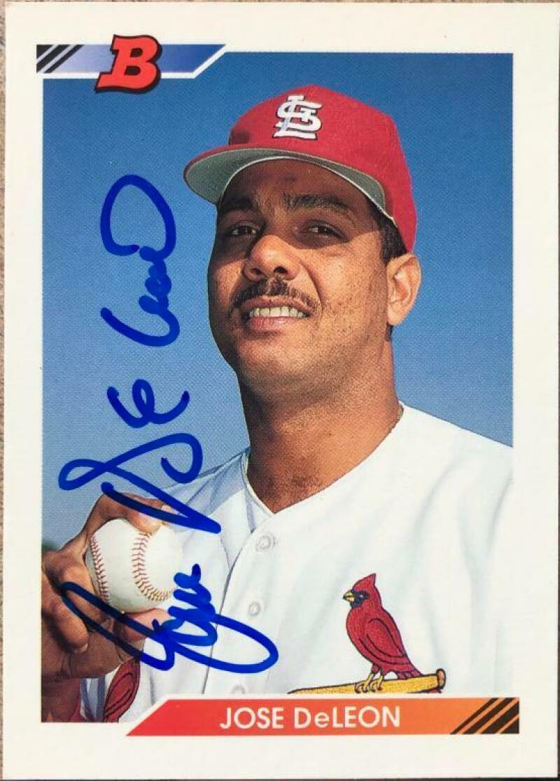 Jose Deleon Signed 1992 Bowman Baseball Card - St Louis Cardinals - PastPros