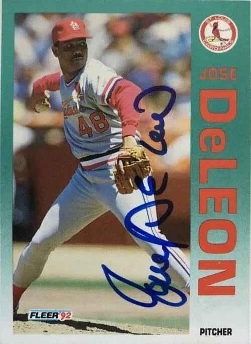 Jose Deleon Signed 1992 Fleer Baseball Card - St Louis Cardinals