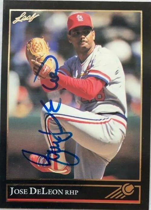 Jose Deleon Signed 1992 Leaf Black Gold Baseball Card - St Louis Cardinals