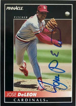 Jose Deleon Signed 1992 Pinnacle Baseball Card - St Louis Cardinals - PastPros