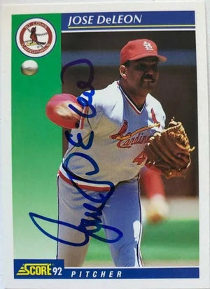 Jose Deleon Signed 1992 Score Baseball Card - St Louis Cardinals - PastPros