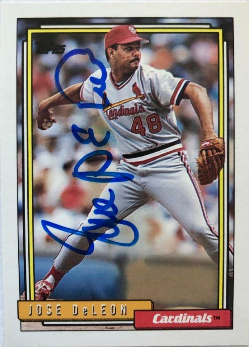 Jose Deleon Signed 1992 Topps Baseball Card - St Louis Cardinals - PastPros