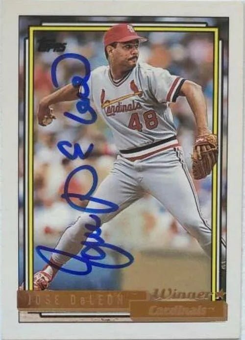 Jose Deleon Signed 1992 Topps Gold Baseball Card - St Louis Cardinals