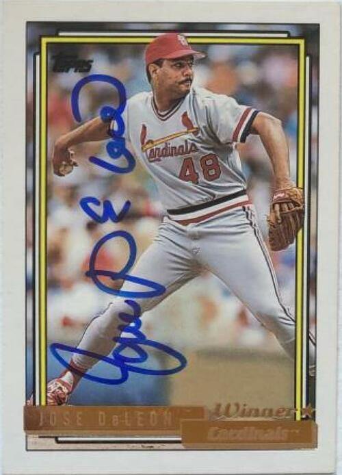 Jose Deleon Signed 1992 Topps Gold Baseball Card - St Louis Cardinals - PastPros