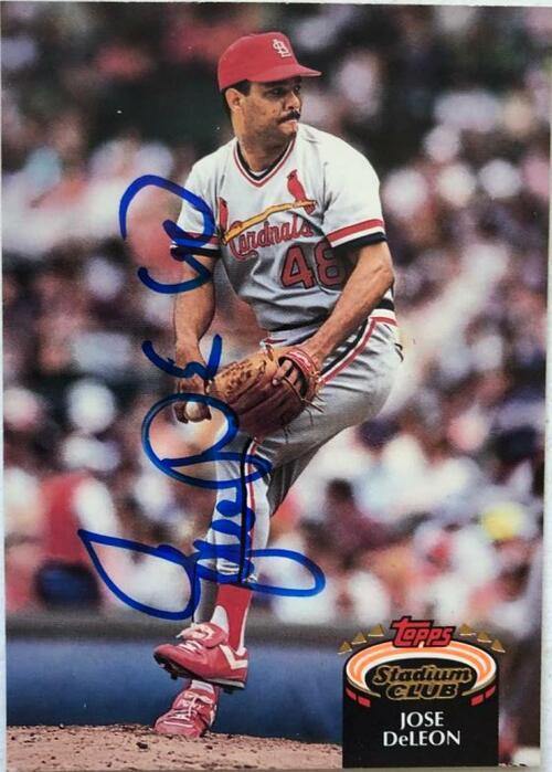 Jose Deleon Signed 1992 Topps Stadium Baseball Card - St Louis Cardinals - PastPros