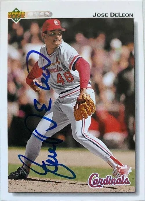 Jose Deleon Signed 1992 Upper Deck Baseball Card - St Louis Cardinals