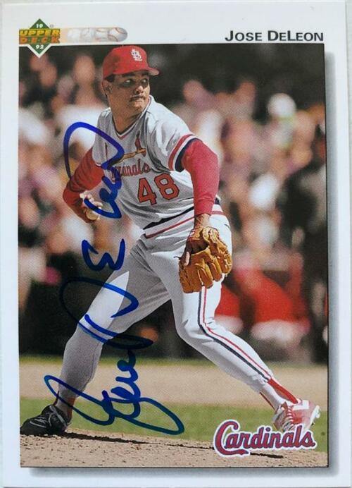 Jose Deleon Signed 1992 Upper Deck Baseball Card - St Louis Cardinals - PastPros