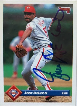 Jose Deleon Signed 1993 Donruss Baseball Card - Philadelphia Phillies - PastPros
