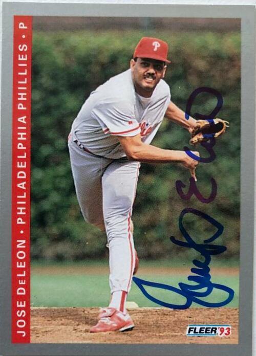 Jose Deleon Signed 1993 Fleer Baseball Card - Philadelphia Phillies - PastPros