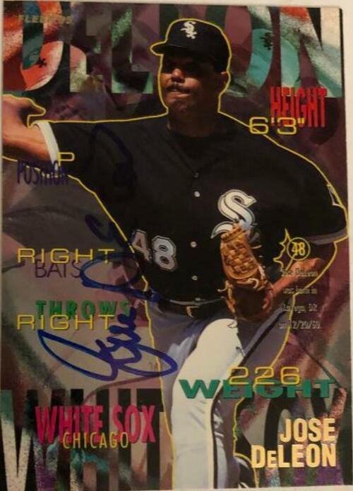 Jose Deleon Signed 1995 Fleer Baseball Card - Chicago White Sox - PastPros