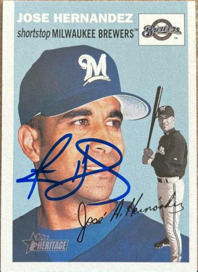Jose Hernandez Signed 2003 Topps Heritage Baseball Card - Milwaukee Brewers - PastPros