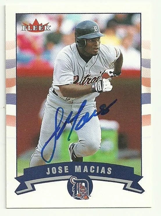 Jose Macias Signed 2002 Fleer Baseball Card - Detroit Tigers