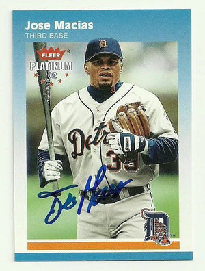 Jose Macias Signed 2002 Fleer Platinum Baseball Card - Detroit Tigers