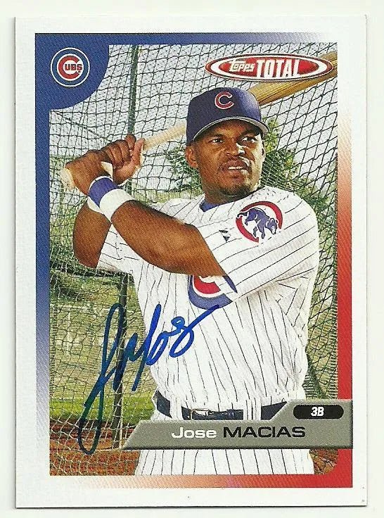 Jose Macias Signed 2005 Topps Total Baseball Card - Chicago Cubs