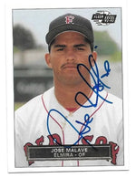 Jose Malave Signed 1992-93 Fleer Excel Baseball Card - Elmira Pioneers