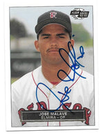 Jose Malave Signed 1992-93 Fleer Excel Baseball Card - Elmira Pioneers - PastPros