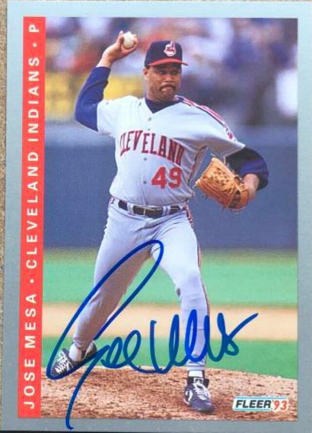 Jose Mesa Signed 1993 Fleer Baseball Card - Cleveland Indians - PastPros