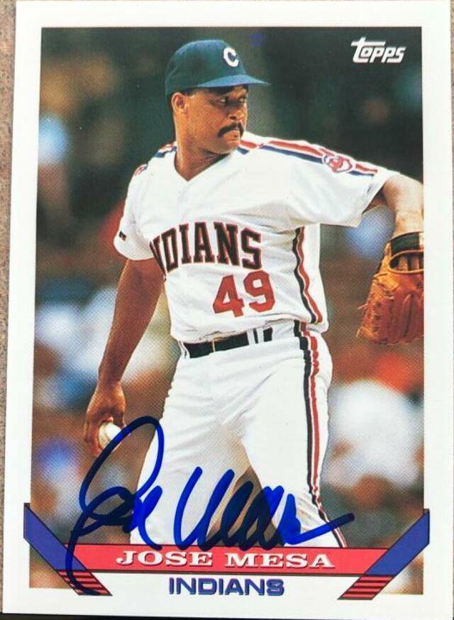 Jose Mesa Signed 1993 Topps Baseball Card - Cleveland Indians - PastPros