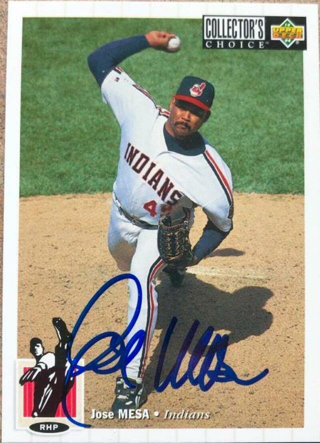 Jose Mesa Signed 1994 Collector's Choice Baseball Card - Cleveland Indians - PastPros