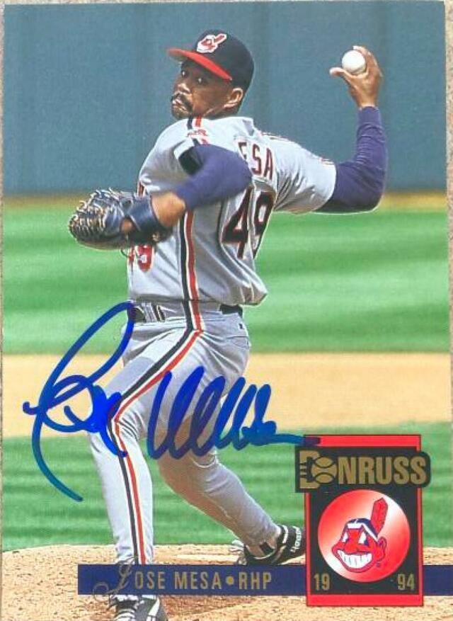 Jose Mesa Signed 1994 Donruss Baseball Card - Cleveland Indians - PastPros